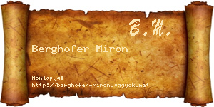 Berghofer Miron névjegykártya